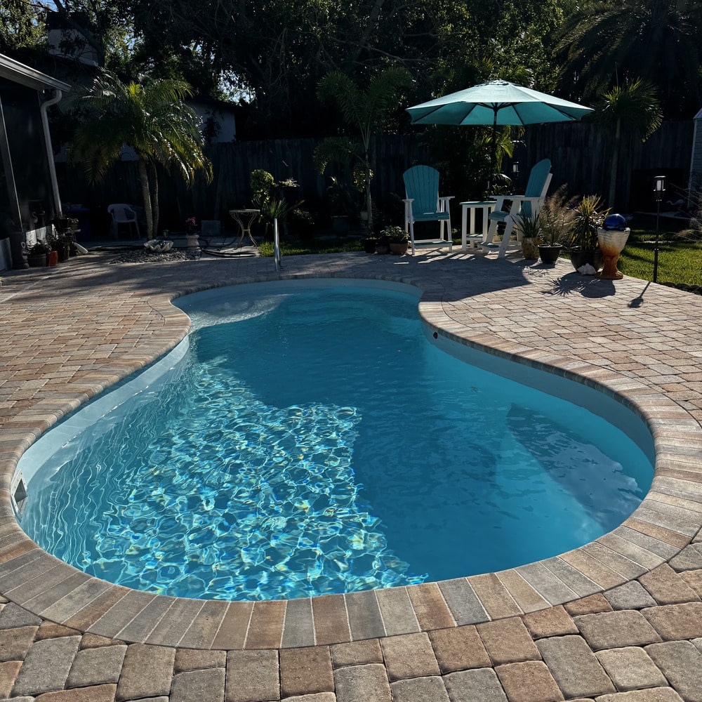 J&c Fiberglass Pools Inc backyard pool build